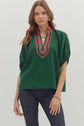 Green Dolman Top w/ plaid vneck image 1
