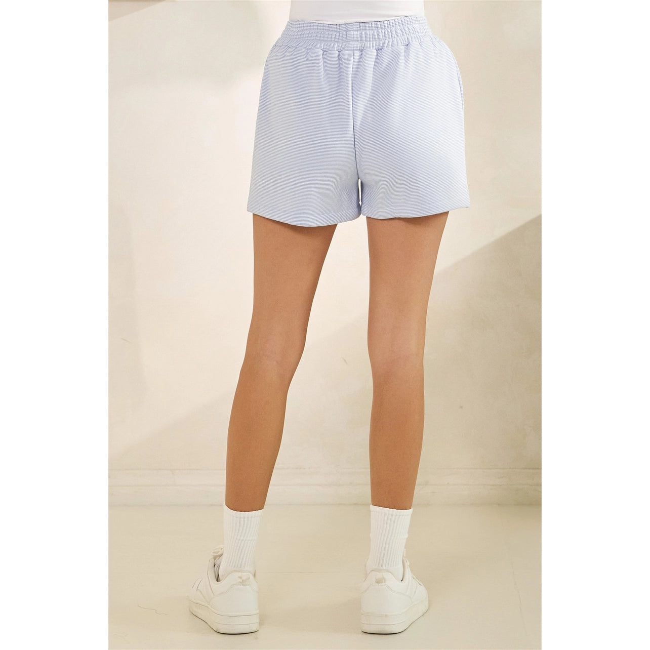 Blue Striped Mock Neck Sweatshirt and Short Set