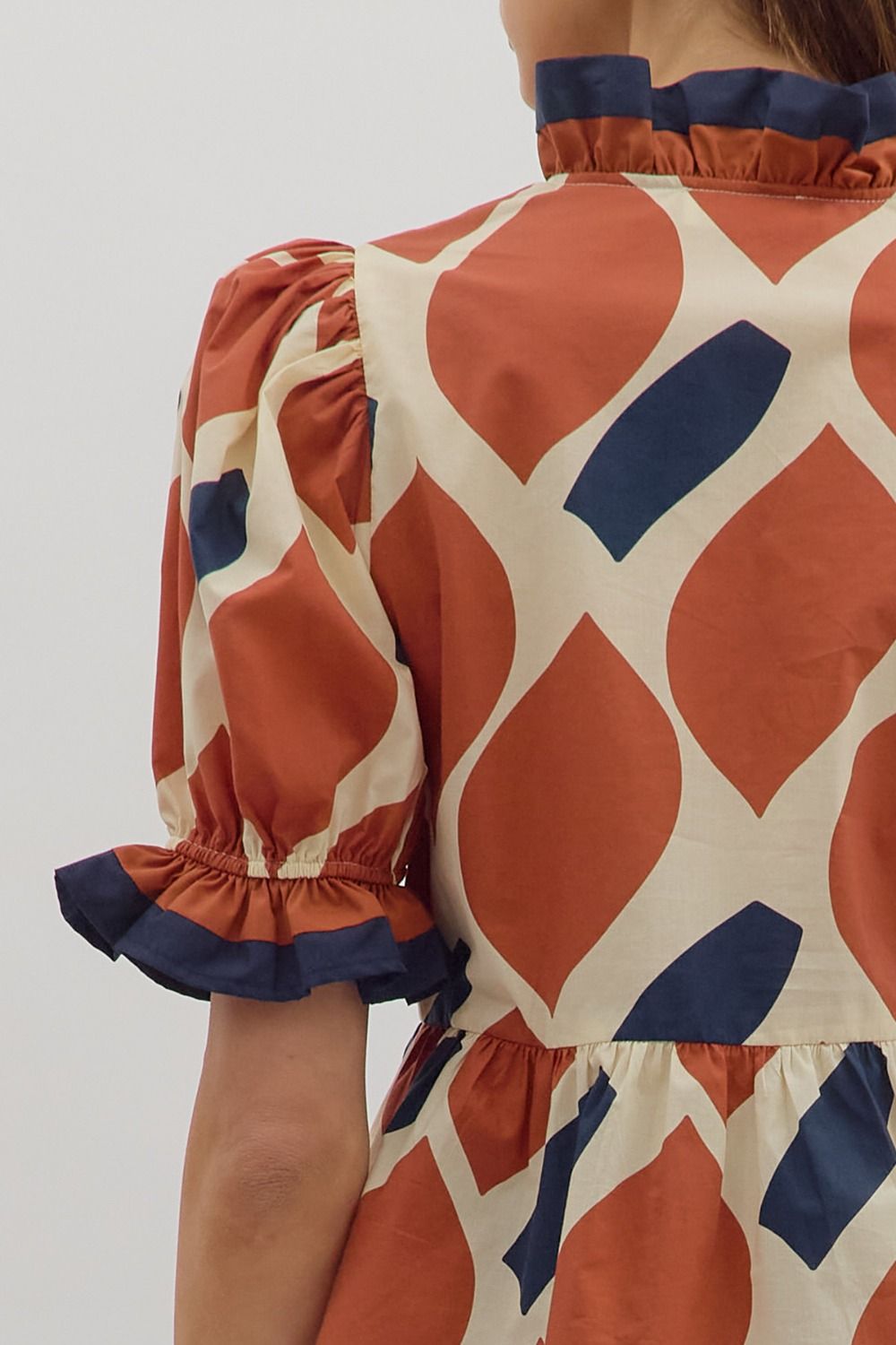 Rust/Navy Abstract Print Top image 6