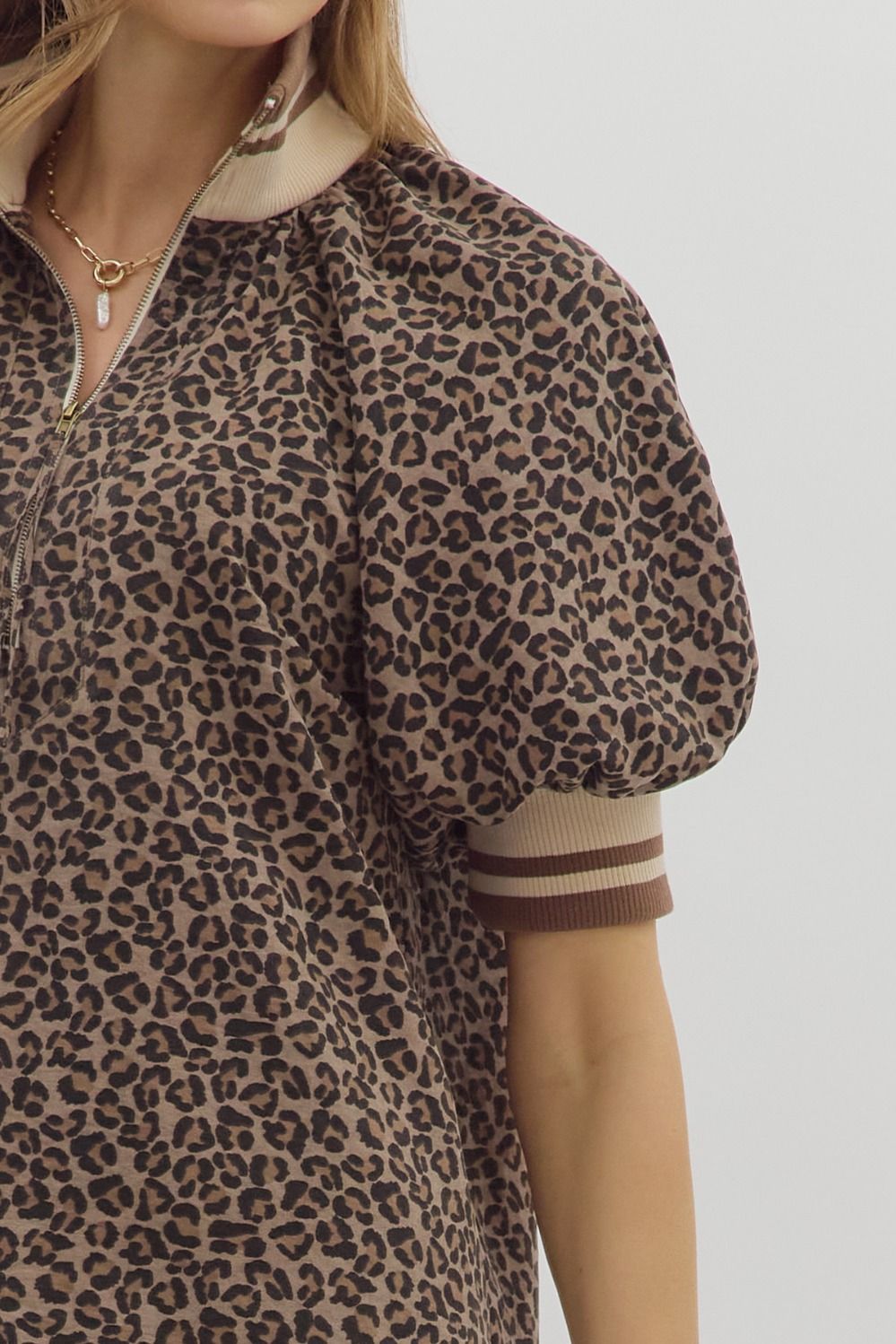 Leopard Half Zip Pullover Top image 3