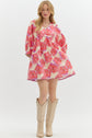 Red With Purple Ric Rac Babydoll Mini Dress image 0
