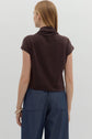 Brown Mock Neck Pullover Top image 6