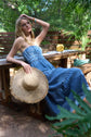 Denim Strapless Tiered Midi Dress