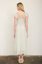 Sage Stripe Smocked Ruffle Trim Midi