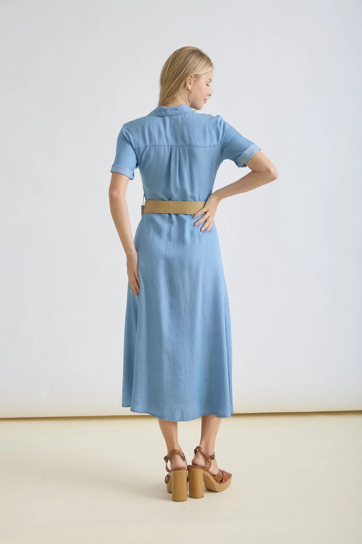 Denim Collard Button Down Shirt Dress