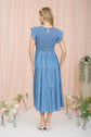 Denim Ruffle Sleeve Tiered Midi