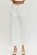 White Ankle Pant with Cuff Hem