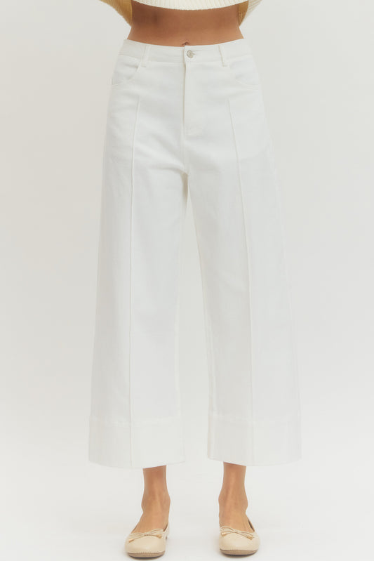 White Ankle Pant with Cuff Hem