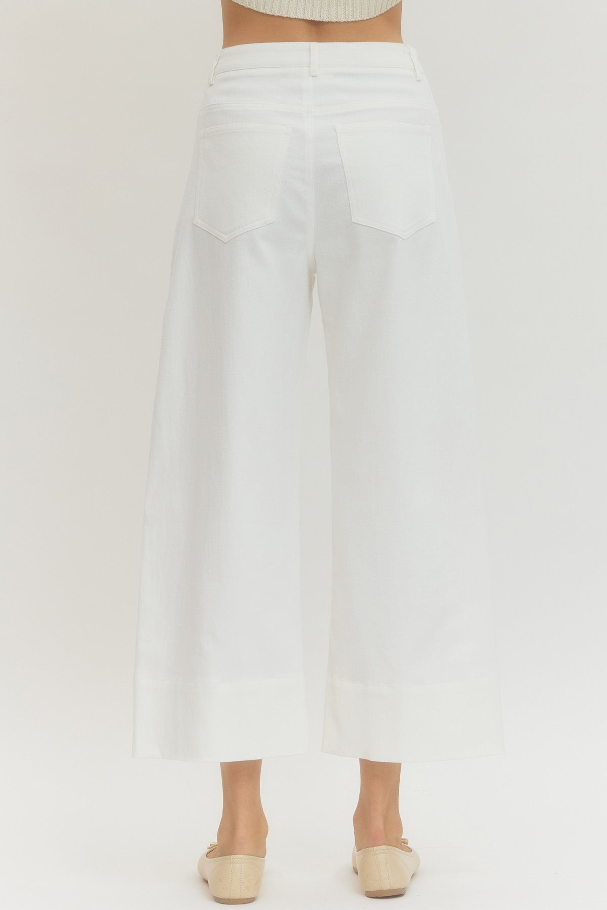 White Ankle Pant with Cuff Hem