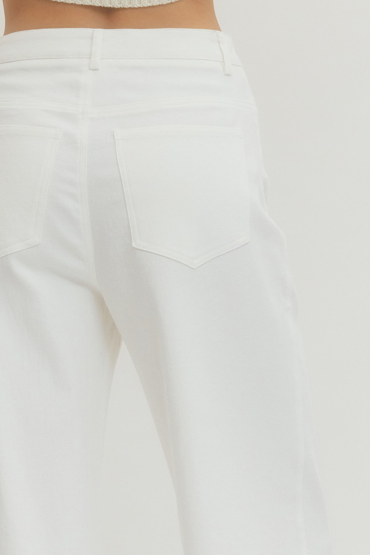 White Ankle Pant with Cuff Hem