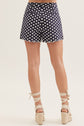 Navy Polka Dot Short with Scallop Trim