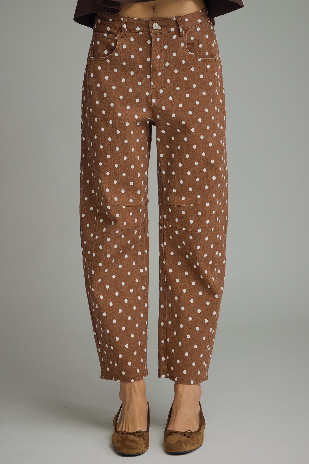 Brown Denim Polka Dot Pant