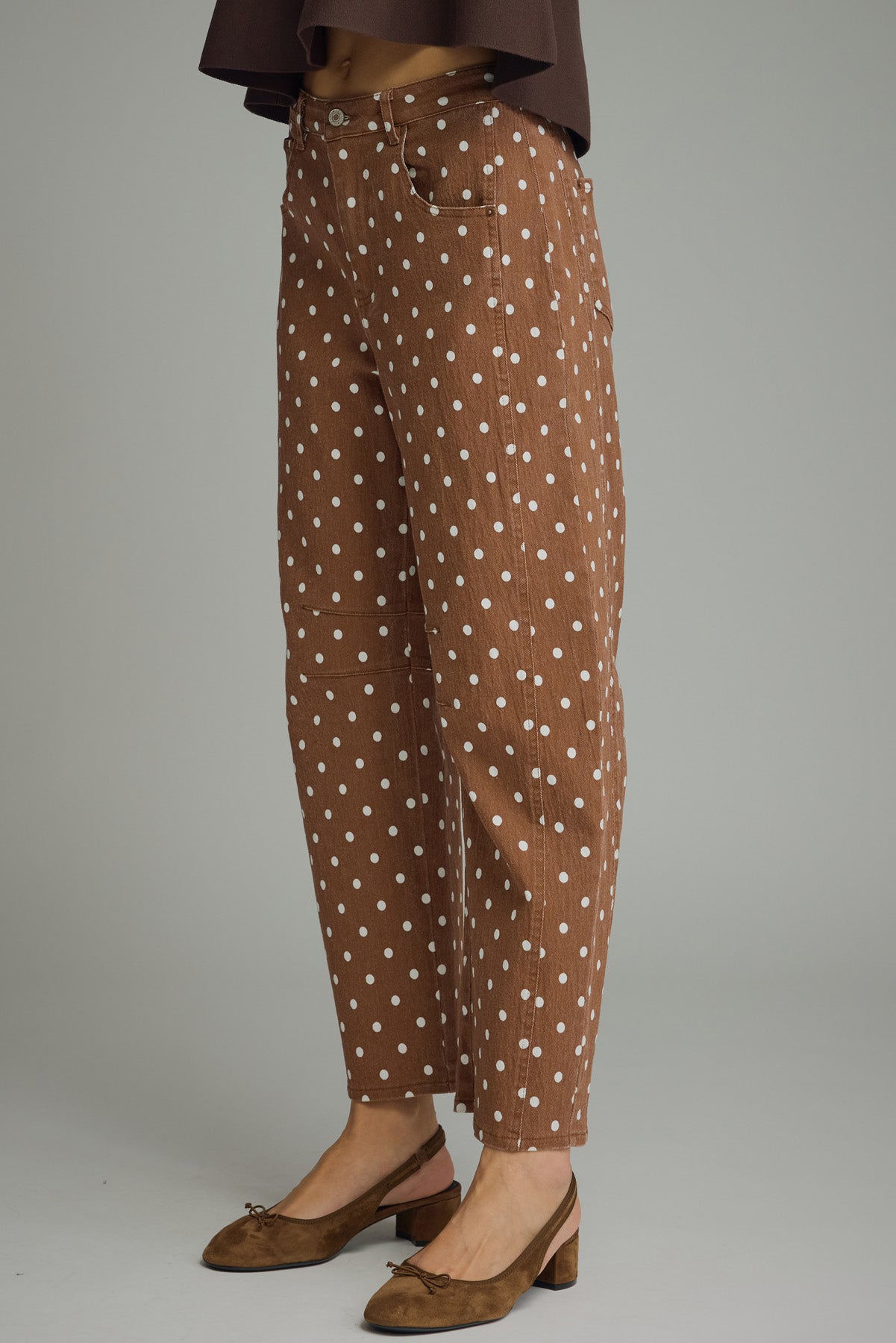 Brown Denim Polka Dot Pant