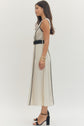 Linen Solid Sleeveless Wrap Style Midi