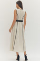 Linen Solid Sleeveless Wrap Style Midi