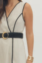 Linen Solid Sleeveless Wrap Style Midi