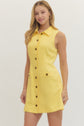 Solid Sleeveless Mini Dress Front Button