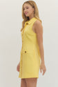 Solid Sleeveless Mini Dress Front Button