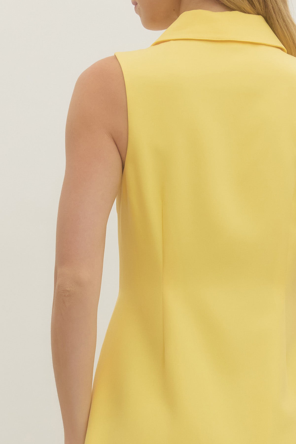 Solid Sleeveless Mini Dress Front Button