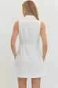 Solid Sleeveless Mini Dress Front Button
