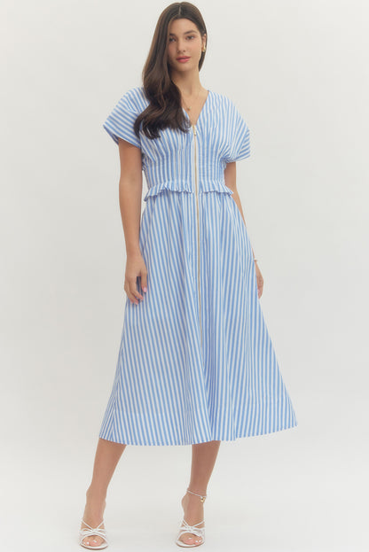 Striped Smocked Waist Midi