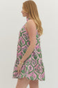Botanical Print Sleeveless Mini Dress