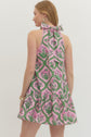 Botanical Print Sleeveless Mini Dress