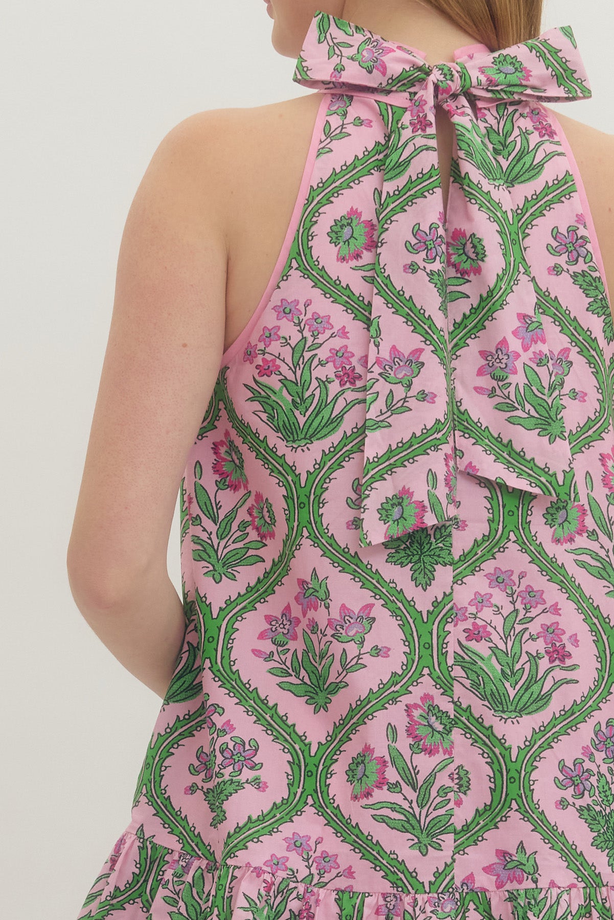 Botanical Print Sleeveless Mini Dress