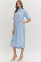 Striped Shirt Midi Dress Button-Front