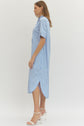 Striped Shirt Midi Dress Button-Front