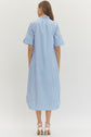 Striped Shirt Midi Dress Button-Front