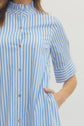 Striped Shirt Midi Dress Button-Front