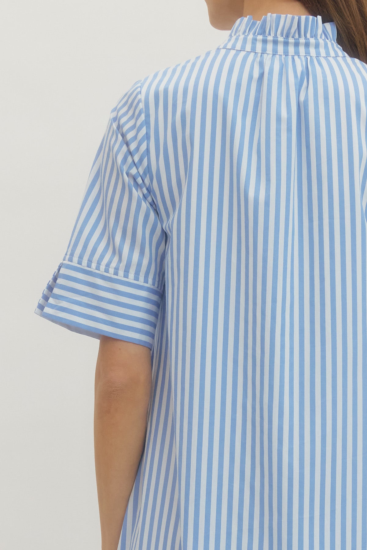 Striped Shirt Midi Dress Button-Front