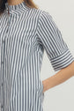 Striped Shirt Midi Dress Button-Front