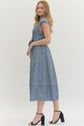 Striped Collard Cuff Sleeve Shirt Dress