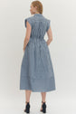 Striped Collard Cuff Sleeve Shirt Dress