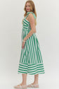 Striped Tie Shoulder Maxi