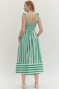 Striped Tie Shoulder Maxi