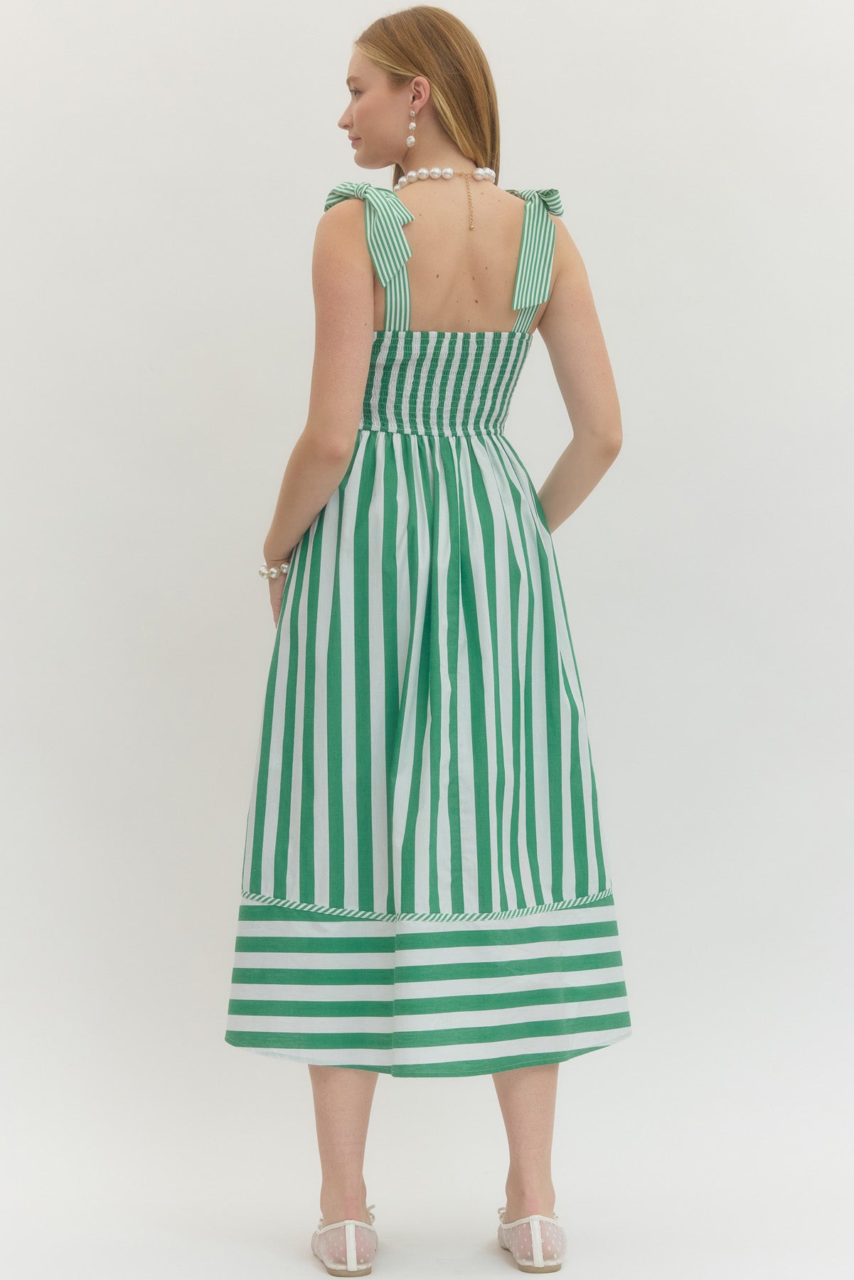 Striped Tie Shoulder Maxi