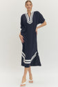 Navy Contrast Trim Shift Midi