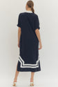 Navy Contrast Trim Shift Midi