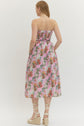 Floral Pleated Strapless Midi Dress