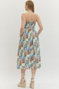 Floral Pleated Strapless Midi Dress