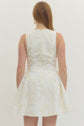 Cream Floral embroidered sleeveless mini dress