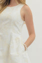 Cream Floral embroidered sleeveless mini dress