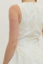 Cream Floral embroidered sleeveless mini dress