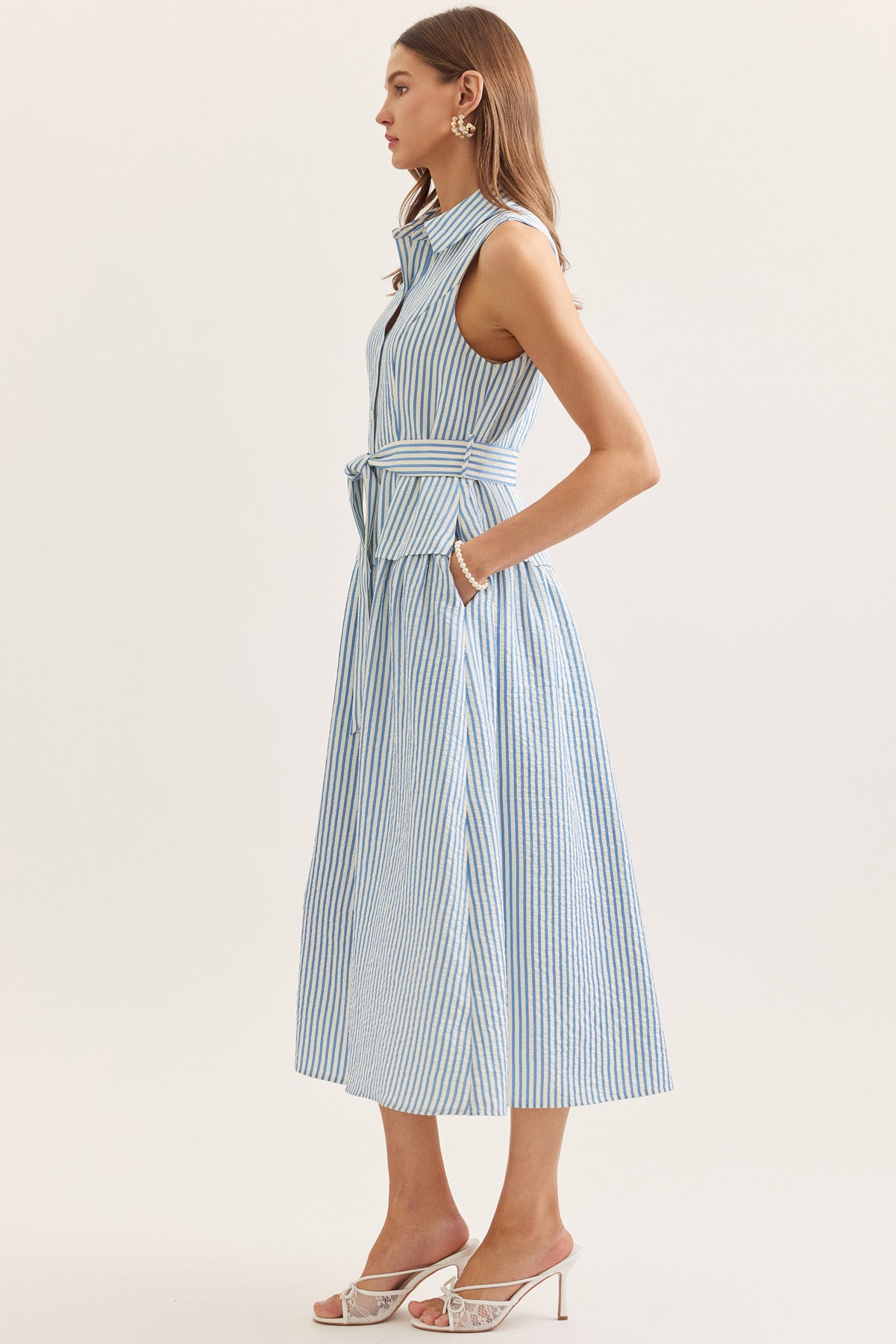 Blue Stripe Sleeveless Dress