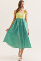 Kiwi Green Striped Midi Dress