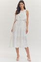 White Sleeveless Midi with Embroidered Detailing