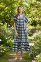 Navy & White Gingham Midi Dress